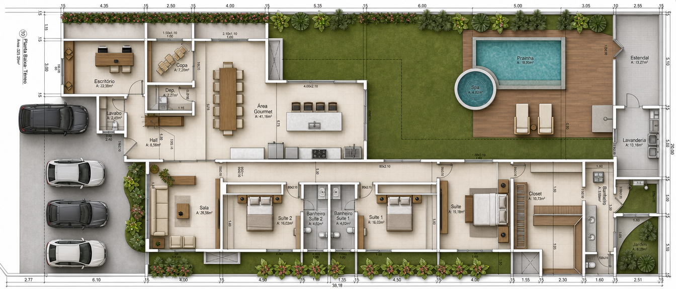 Planta humanizada da residência Vanessa e Fábio, versão 2